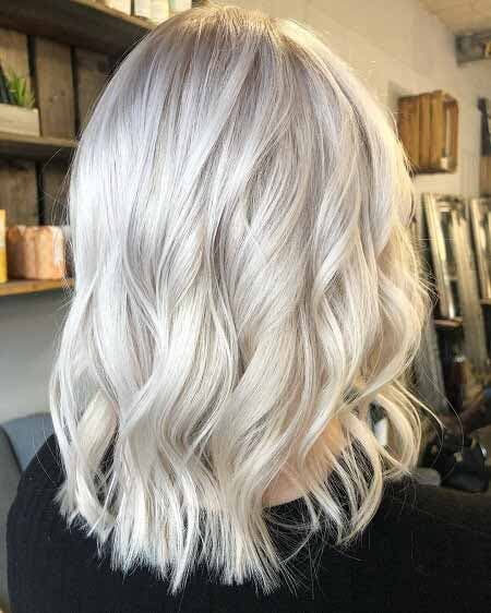 Polar blonde on medium-length hair