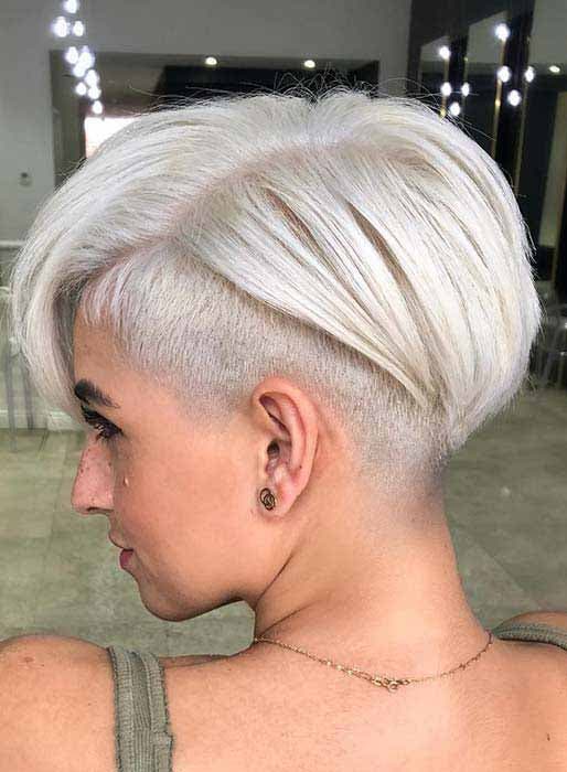 Polar blonde with a cropped haircut