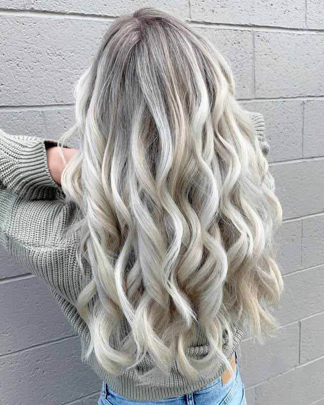 Polar blonde on wavy hair