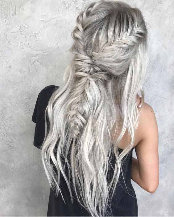 Ombré blonde fleece with fishtail braid