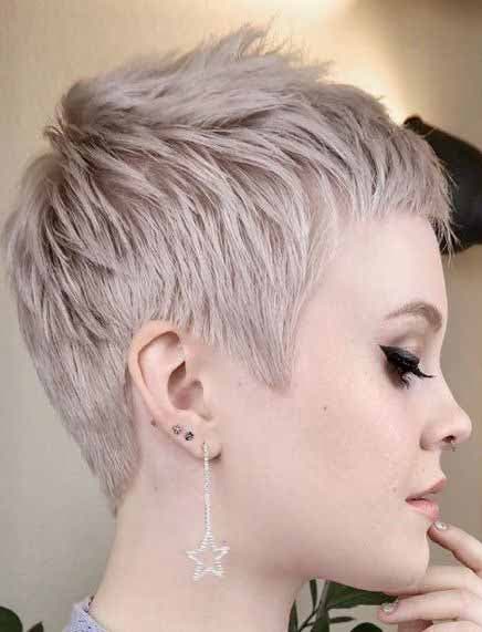 Spiky pixie cut blonde fleece