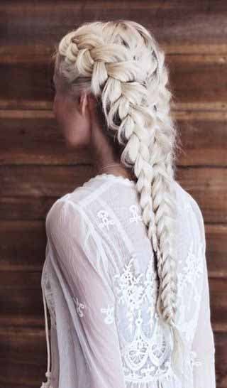 Polar blonde hair with braids